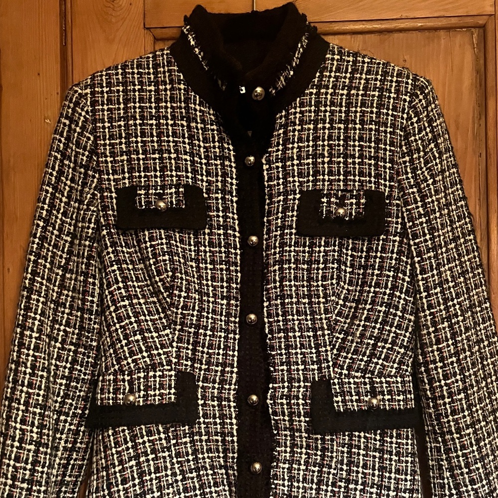 Black, White, & Red Tweed White House Black Market Jacket